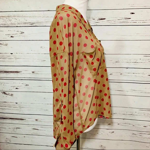 FREE PEOPLE Polka Dot Button Down Blouse - Picture 3 of 7